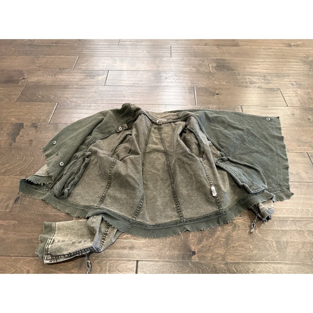 Free People Womens Collapsing Twill Military Raw Hem Snap On Jacket Size XS - Picture 6 of 10